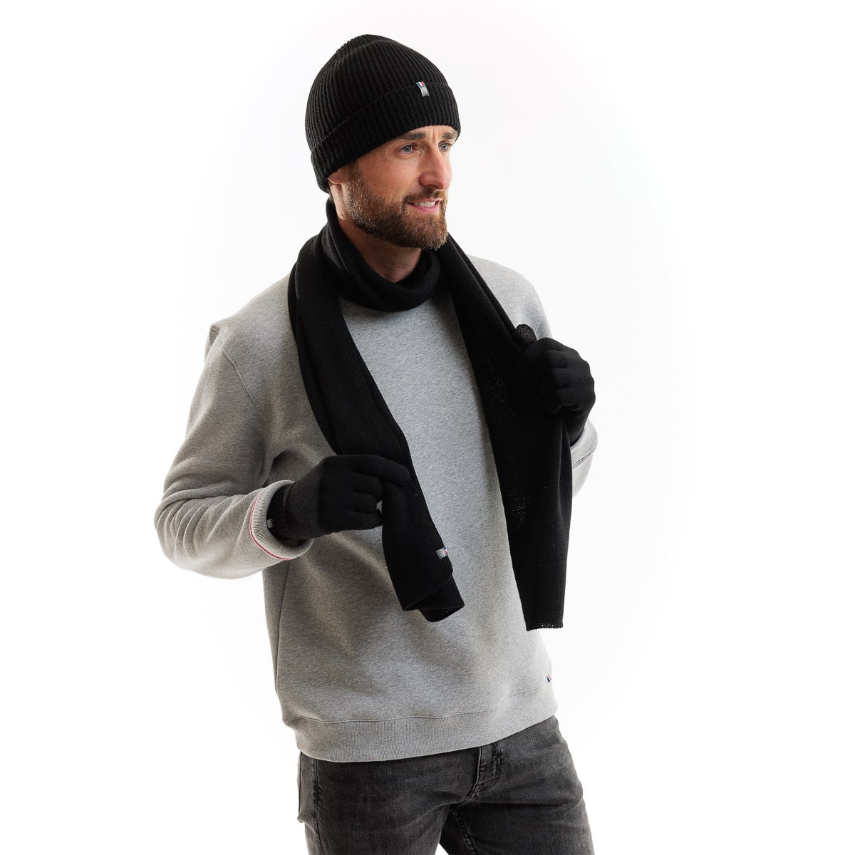 Gant tactile homme en laine gris