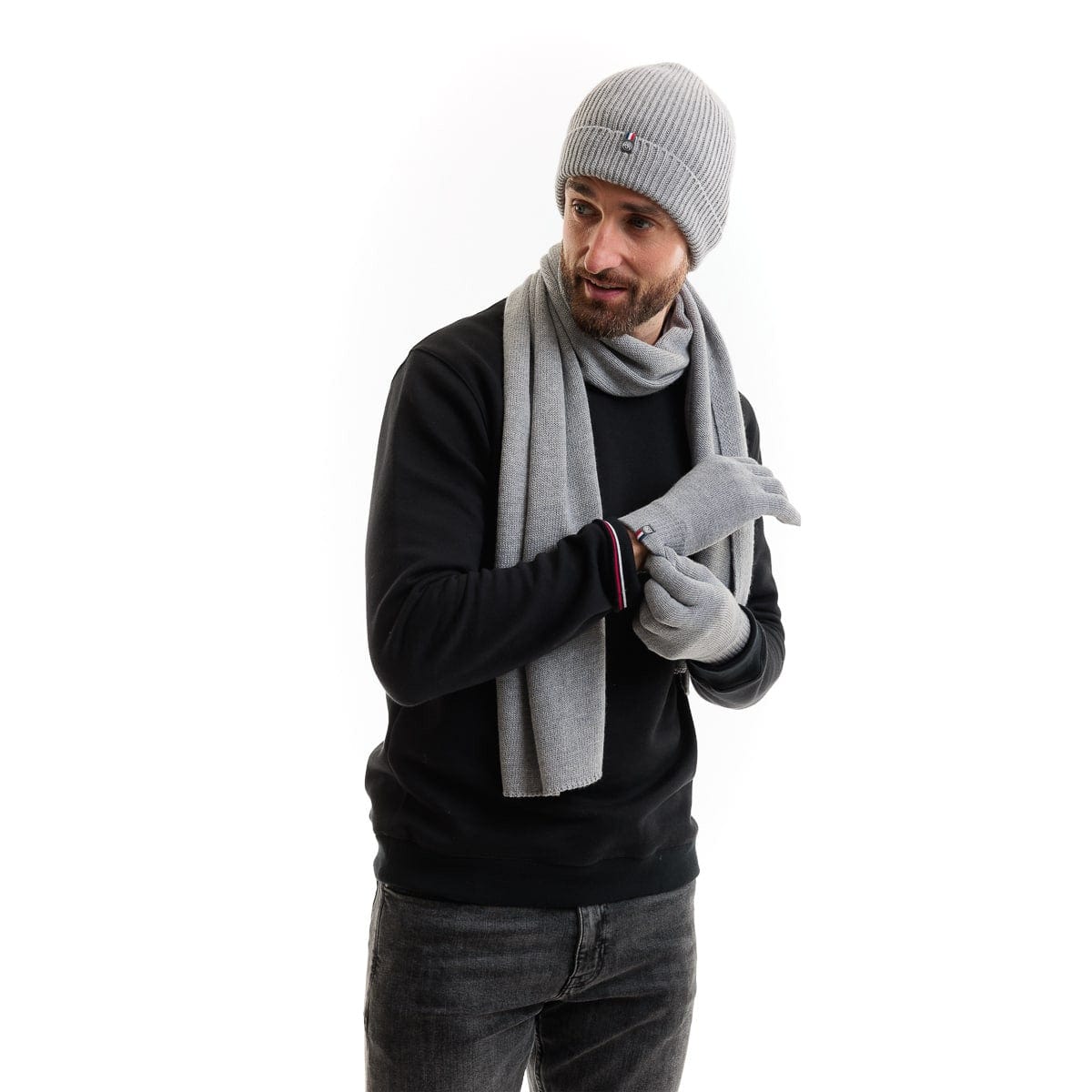 Gant tactile homme en laine gris