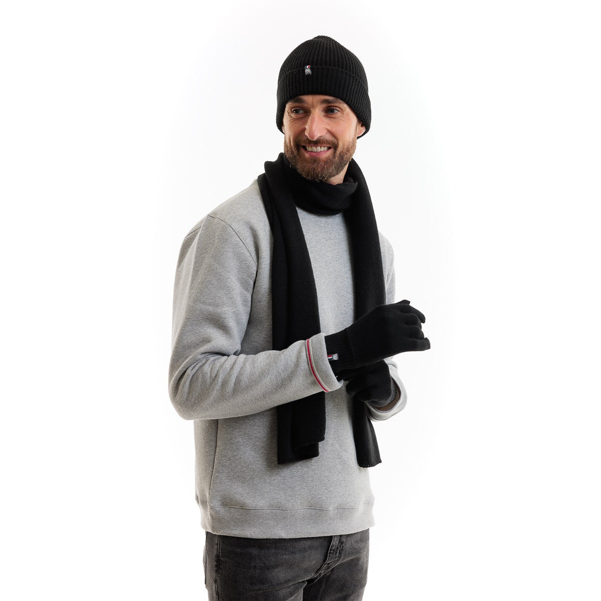Gant tactile homme en laine gris