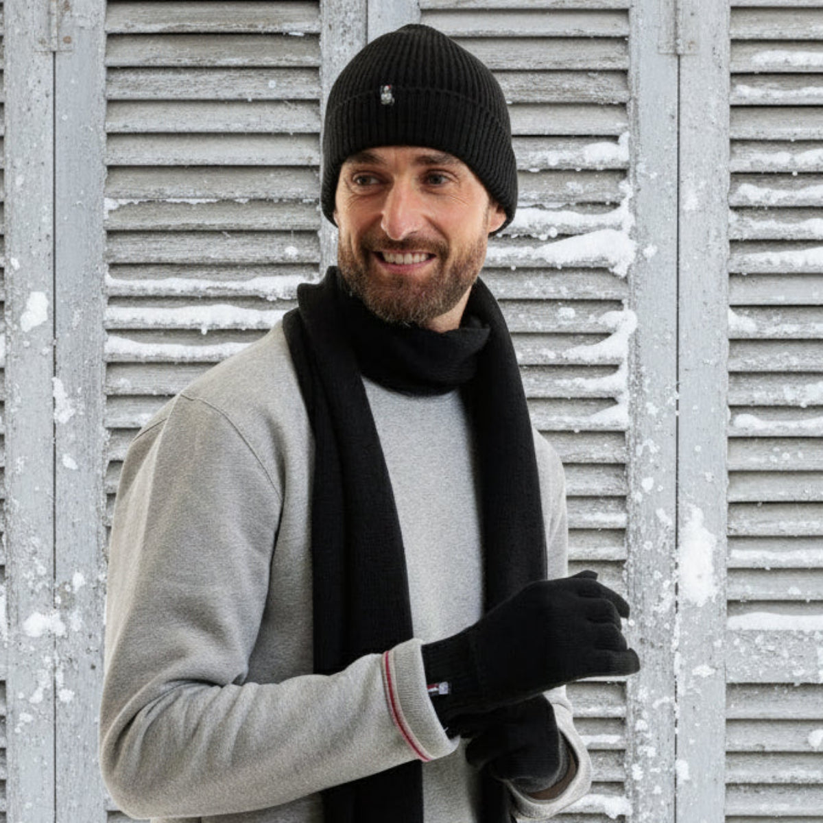 Gant tactile homme en laine gris