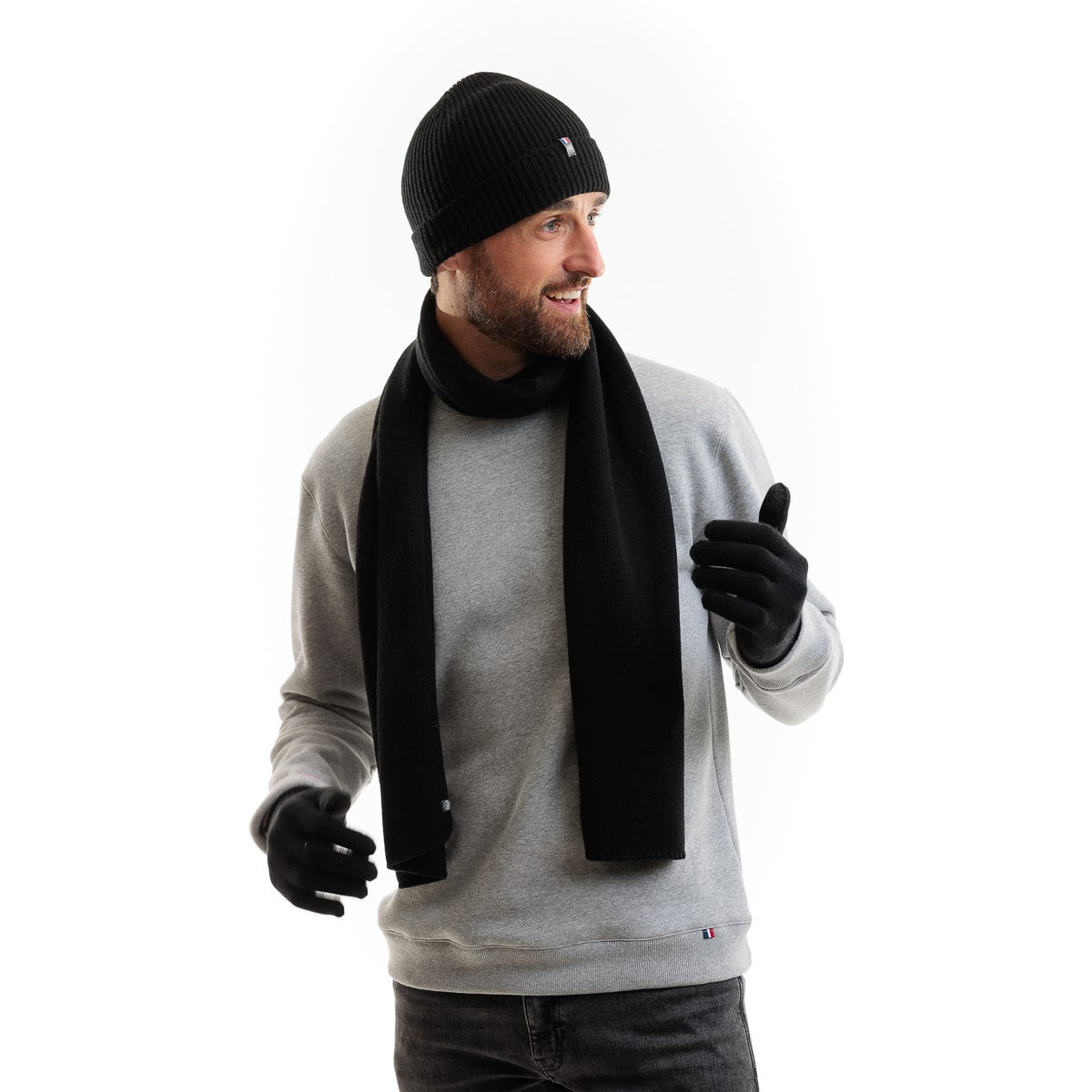 Gant tactile homme en laine gris