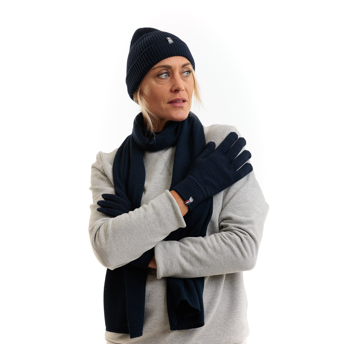 Gants tactiles femme bleu marine