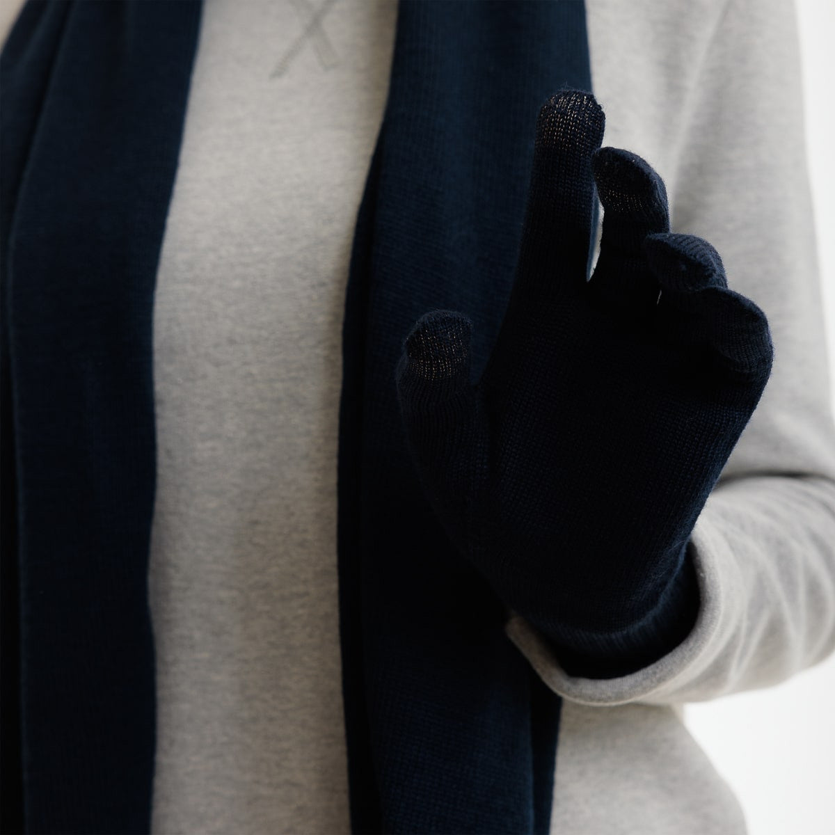 Gants tactiles femme bleu marine