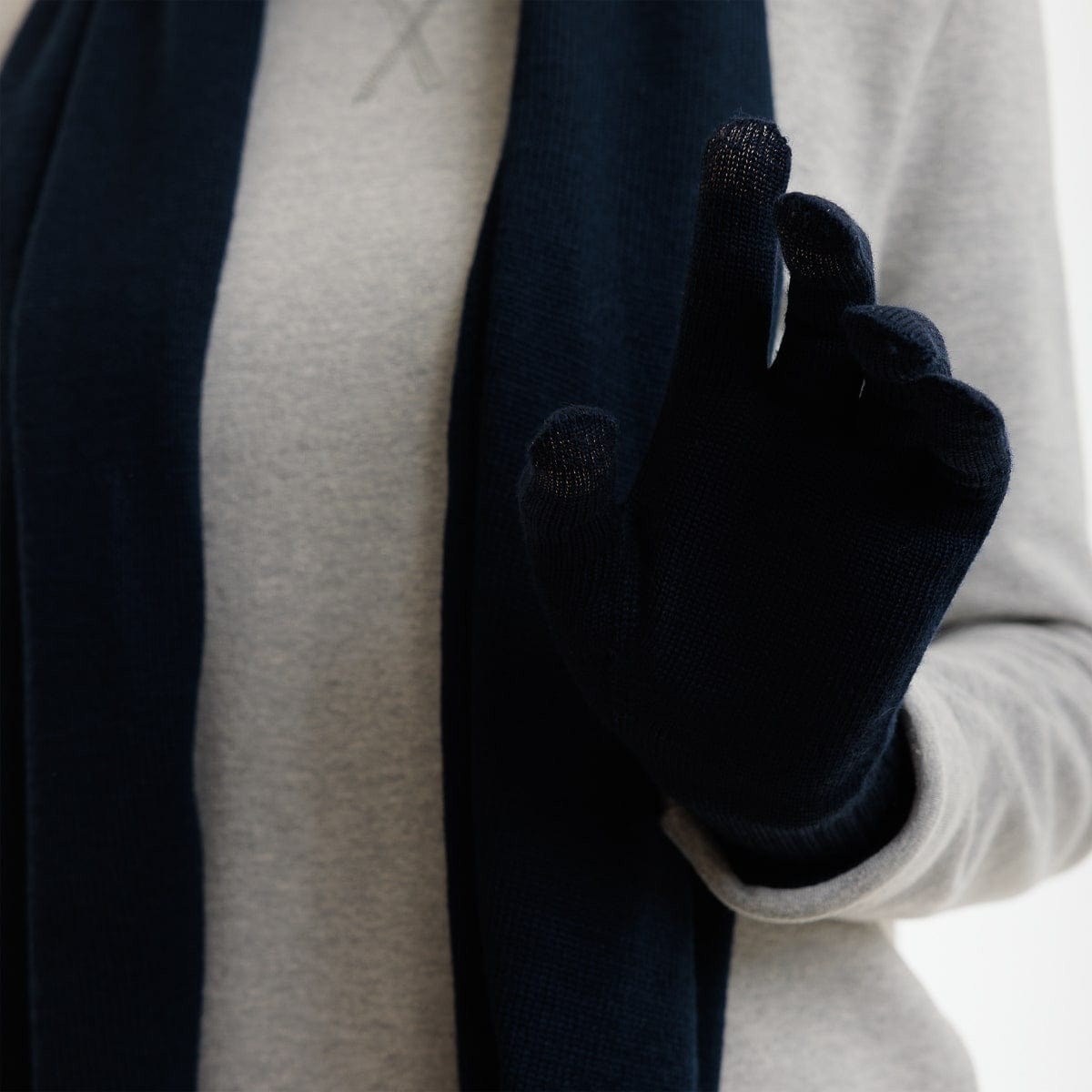 Gants tactiles femme bleu marine