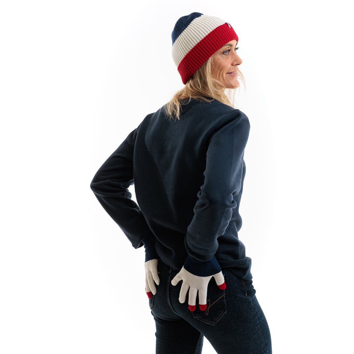 Gants femme laine bleu blanc rouge