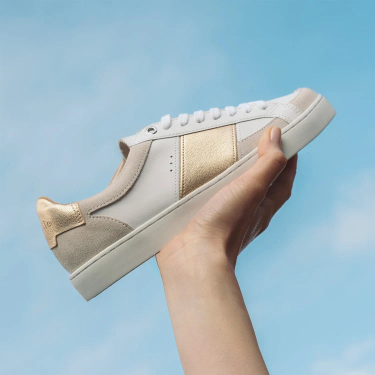 Basket française Hiba Blanc Or