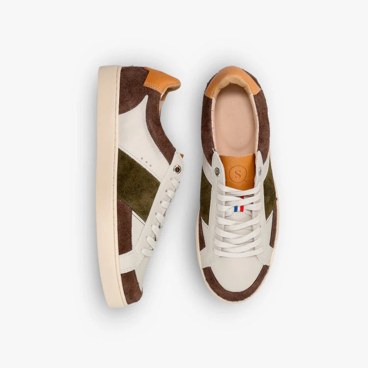 Basket française Hiba Créme Marron Kaki