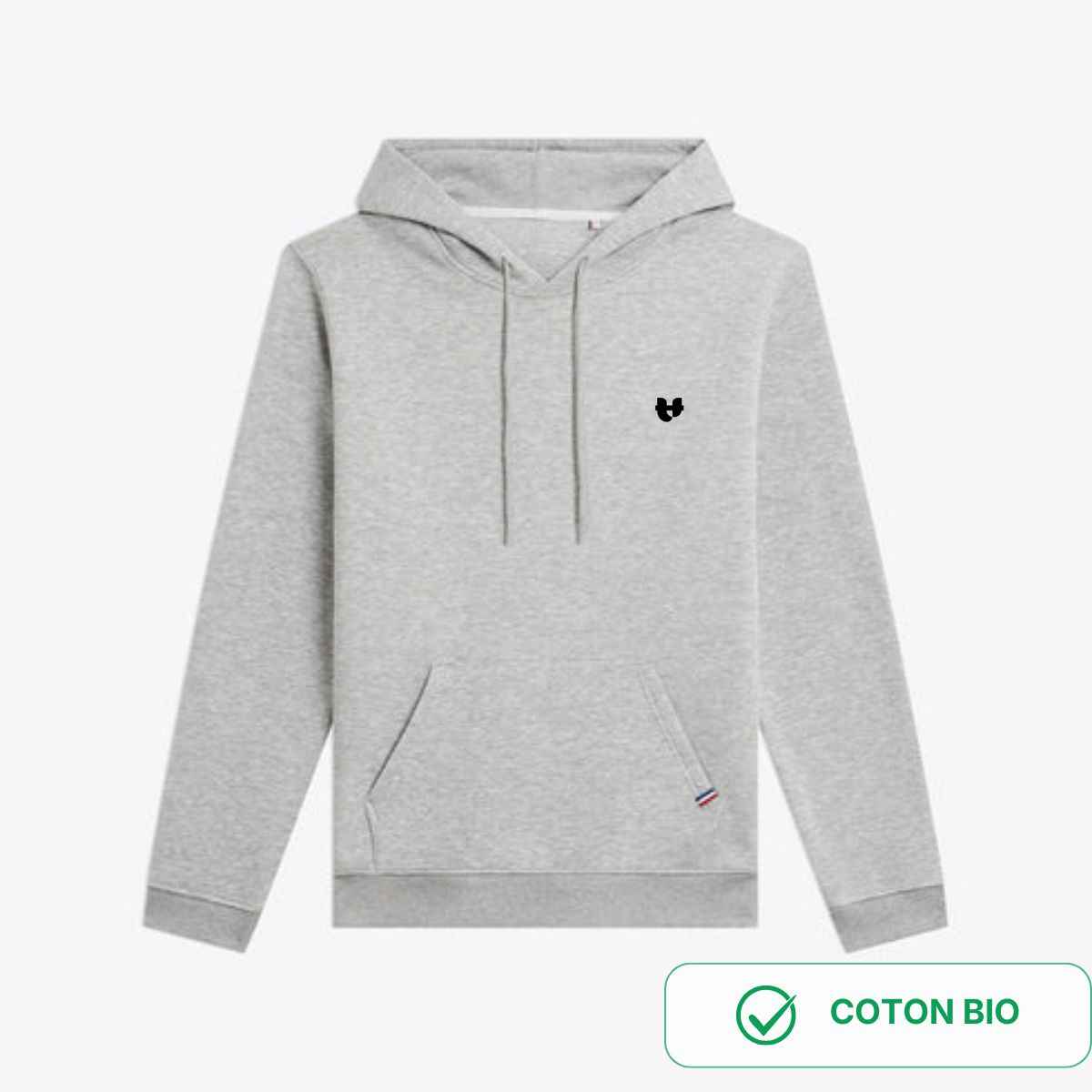 hoodie pour homme gris clair en coton bio made in France