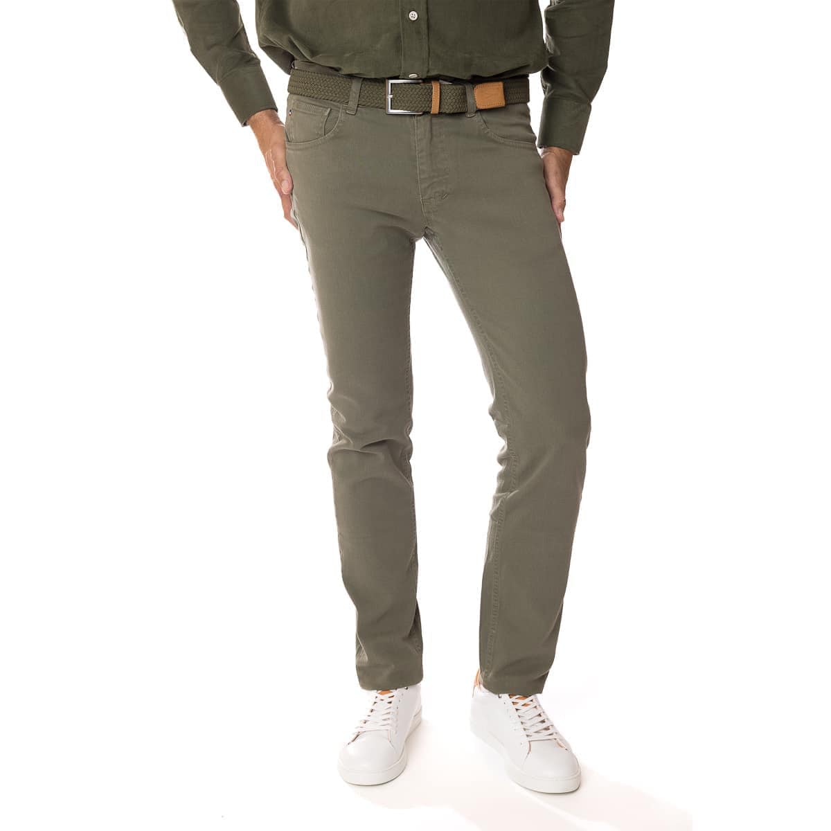 Jeans kaki pour homme en coton