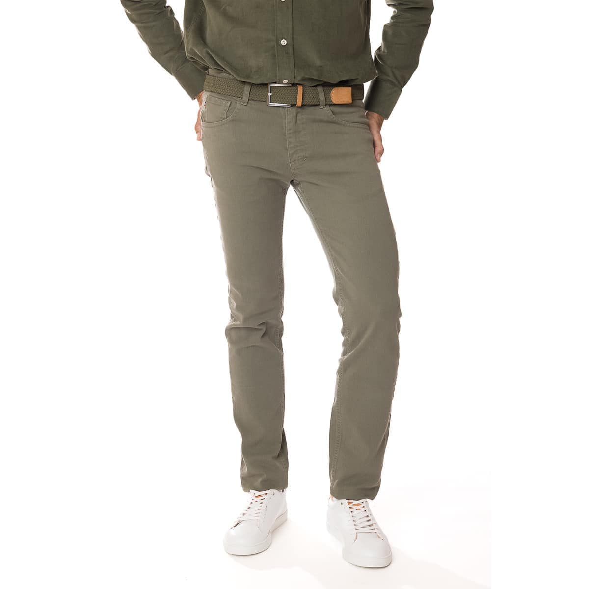 Jeans kaki pour homme en coton