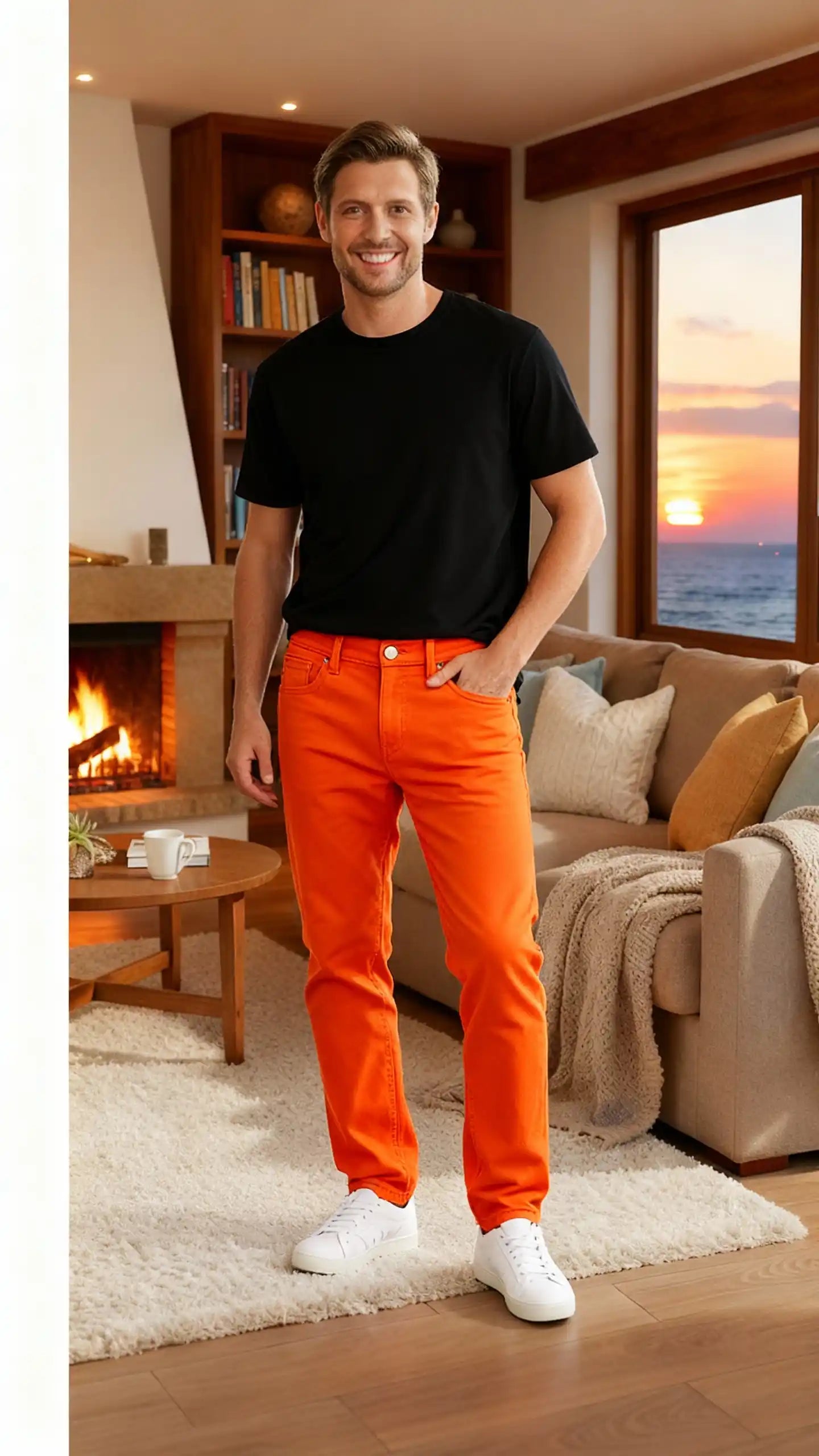 jean pour homme couleur orange