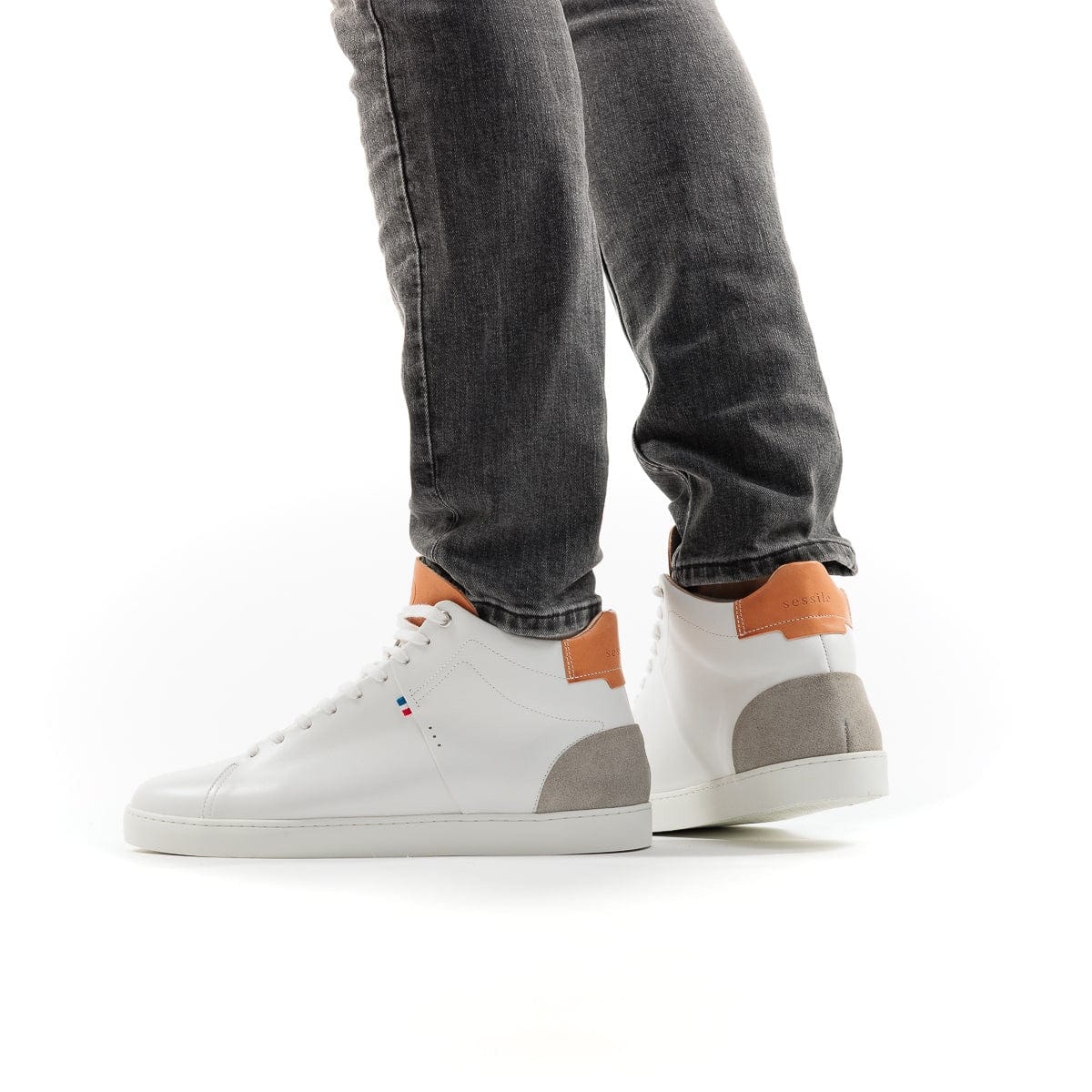 Basket montante pour homme blanche en cuir