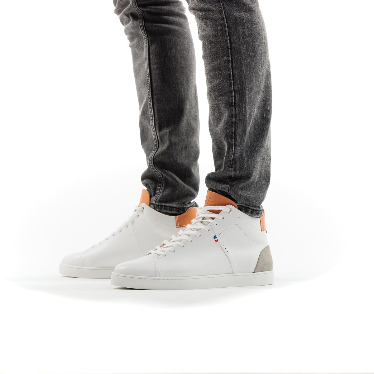 Basket montante pour homme blanche en cuir