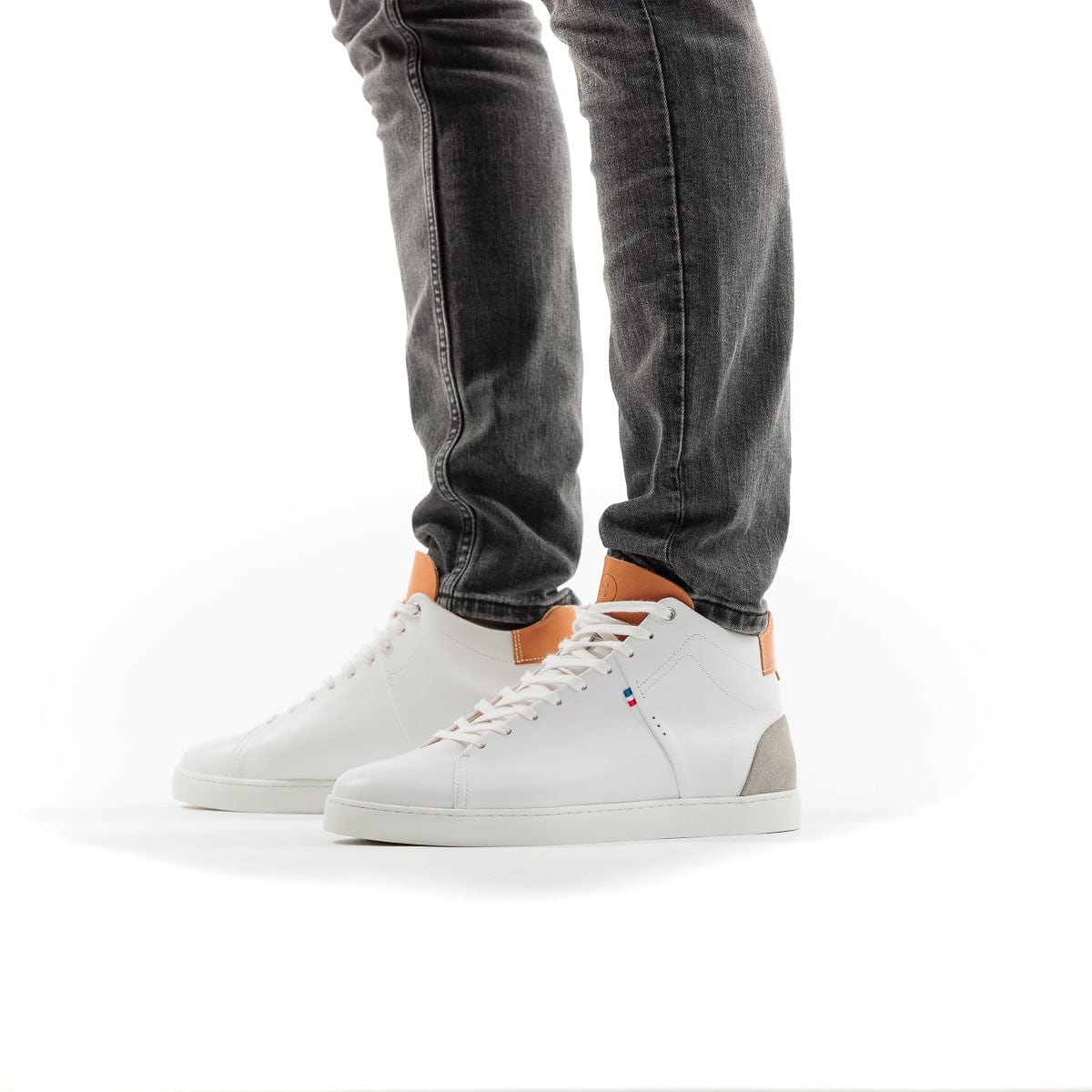 Basket montante pour homme blanche en cuir