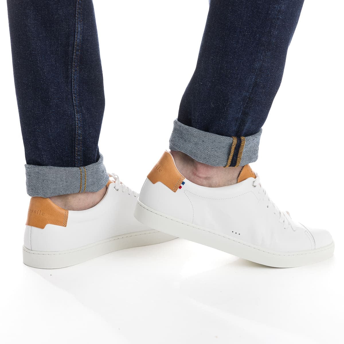 baskets blanches pour homme en cuir