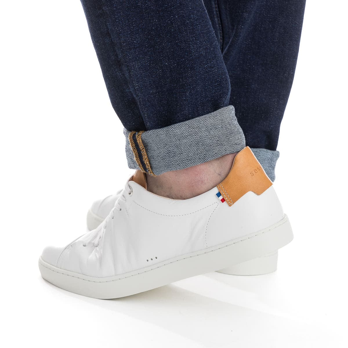 baskets blanches pour homme en cuir