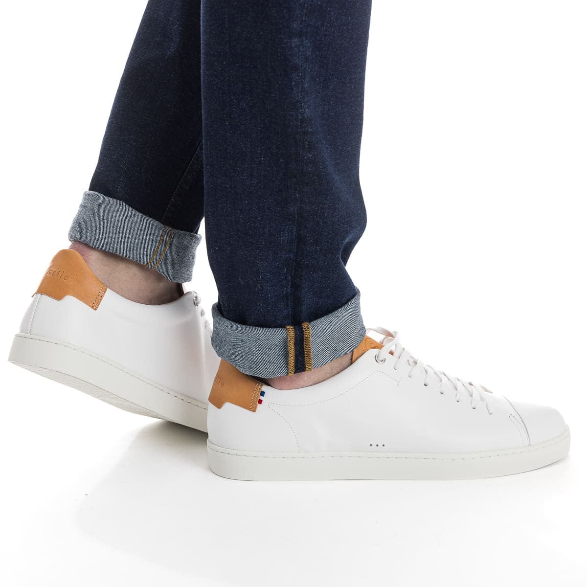 baskets blanches pour homme en cuir