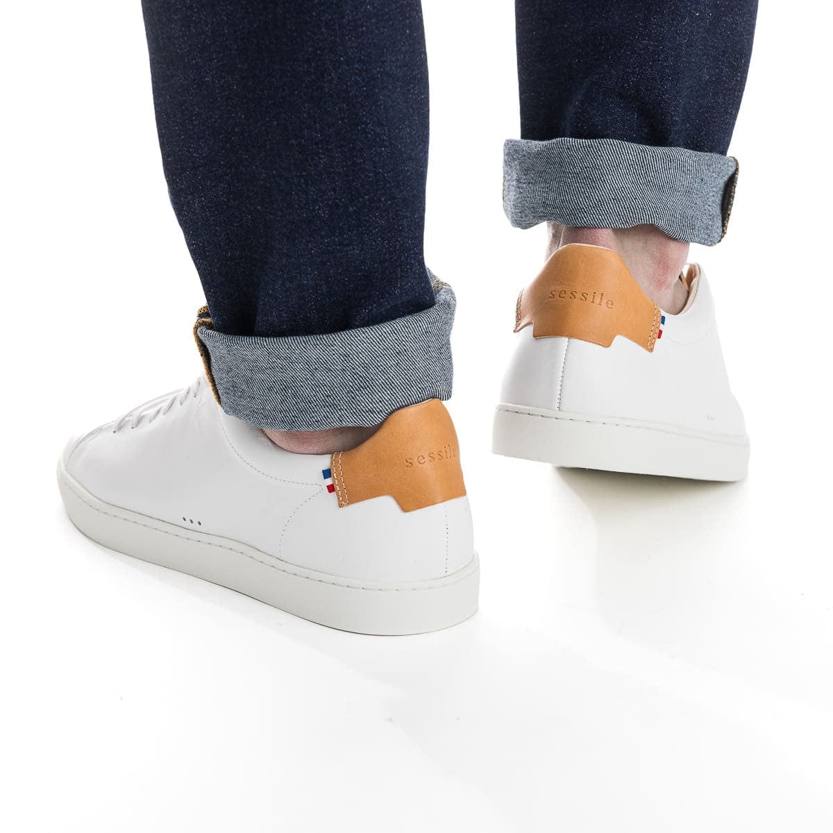 baskets blanches pour homme en cuir