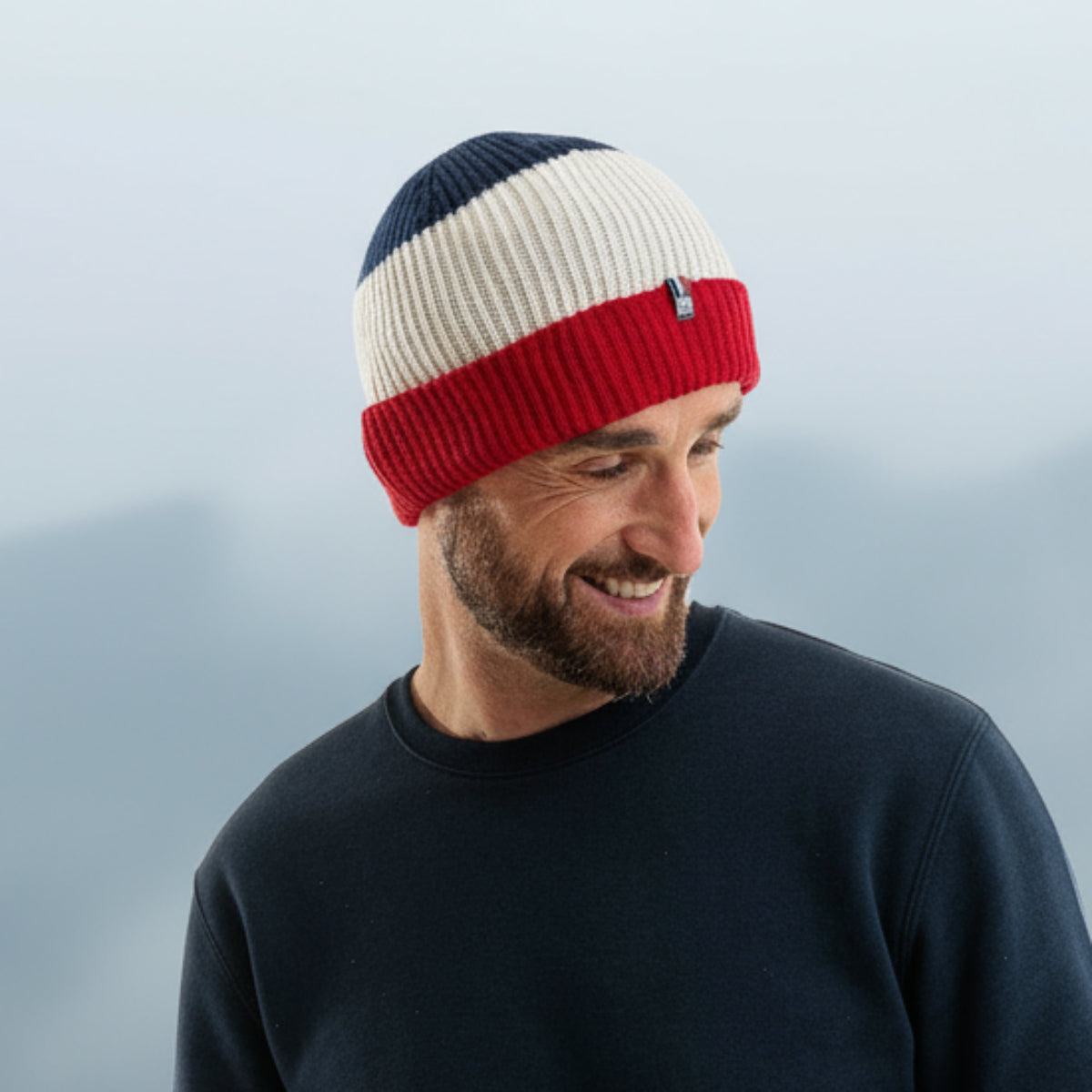 bonnet laine homme bleu blanc rouge
