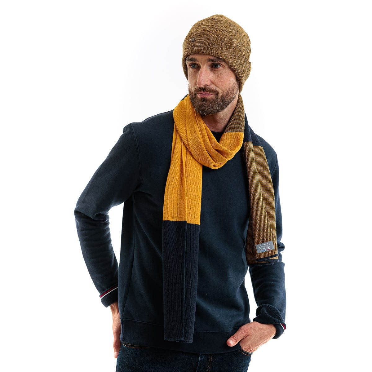 bonnet et écharpe homme en laine et acrylique