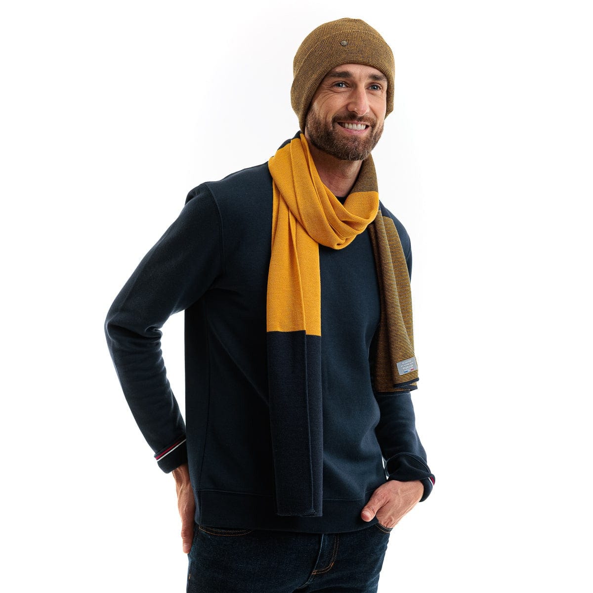 bonnet et écharpe homme en laine et acrylique