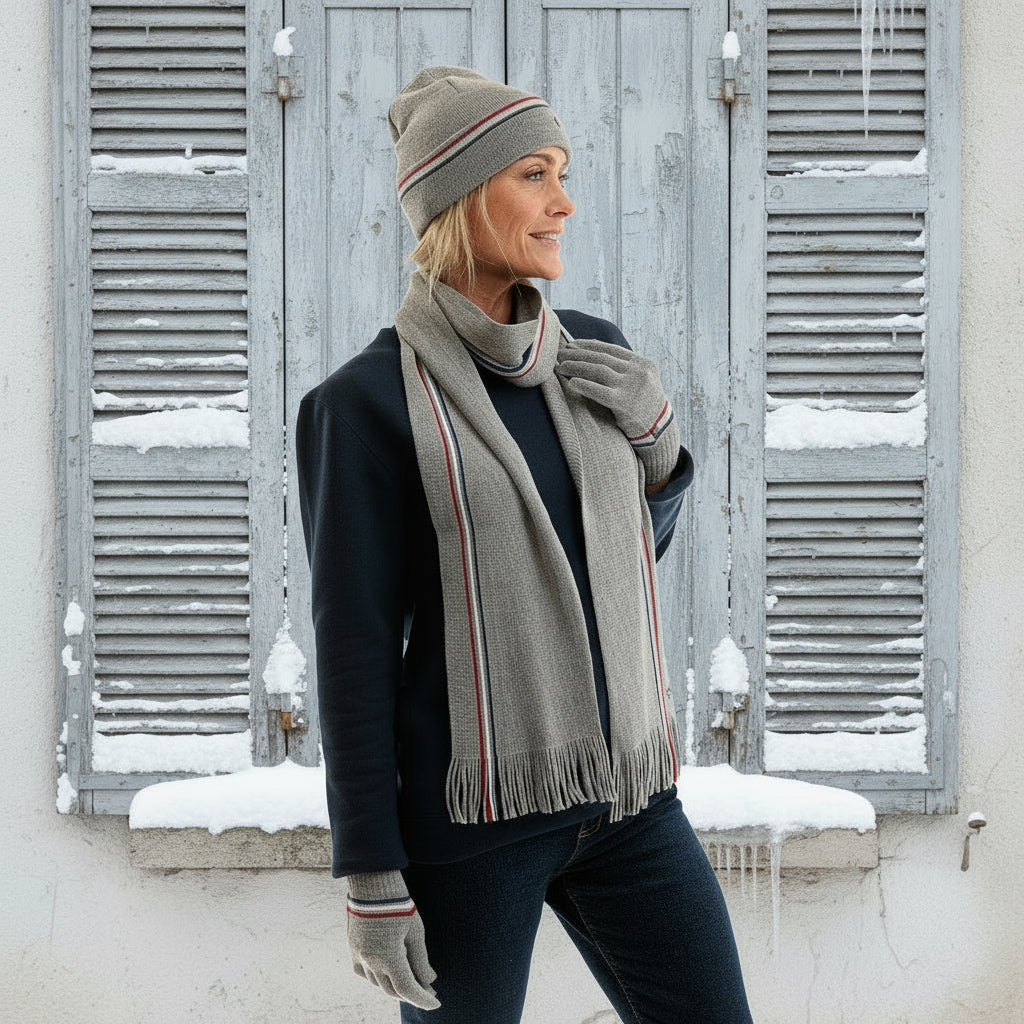 bonnet et écharpe femme en laine et acrylique