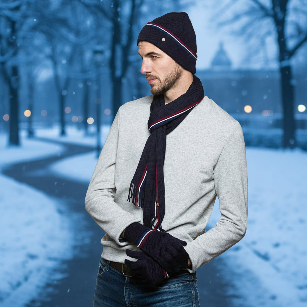 bonnet et écharpe homme en laine et acrylique