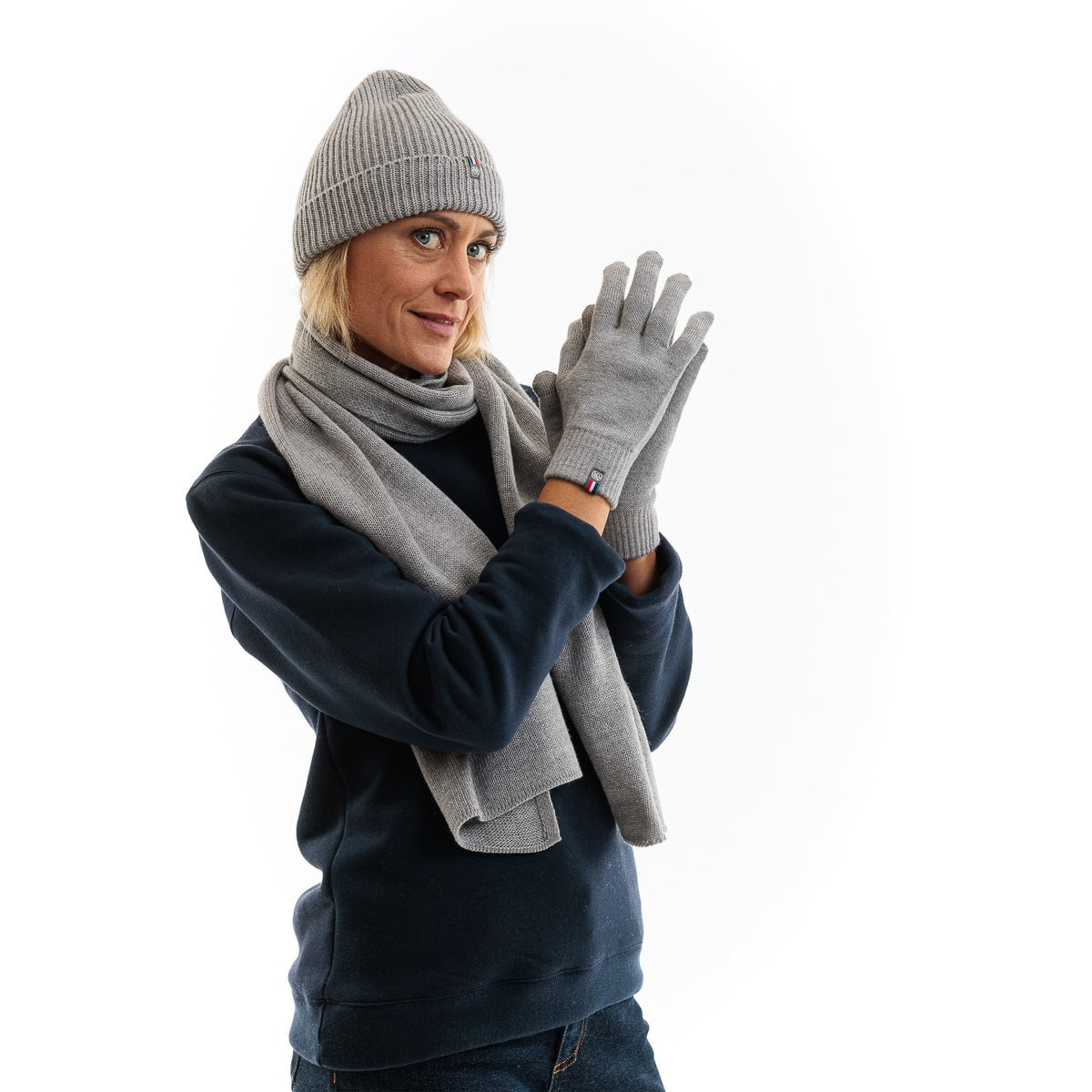 bonnet et écharpe femme en laine mérinos