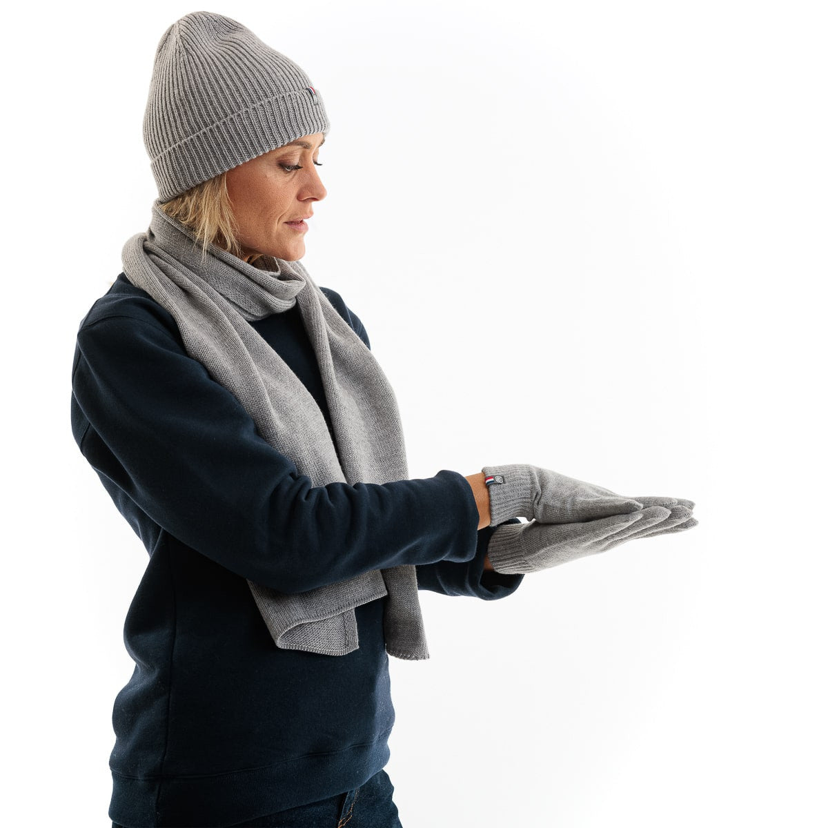 bonnet et écharpe femme en laine mérinos