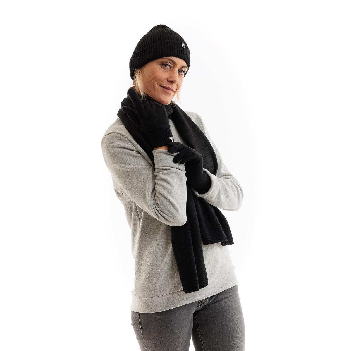 bonnet et écharpe femme en laine mérinos