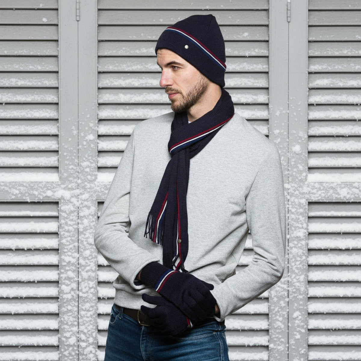 Echarpe homme grise en Laine et acrylique