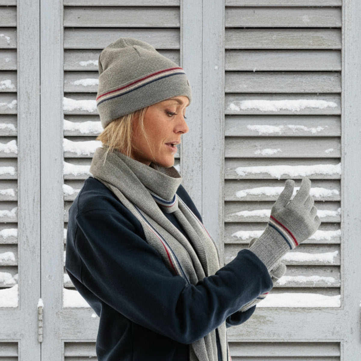 gants hiver femme en laine bleu marine