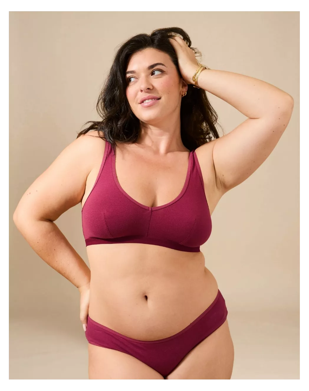 Brassière coton bordeaux à pince