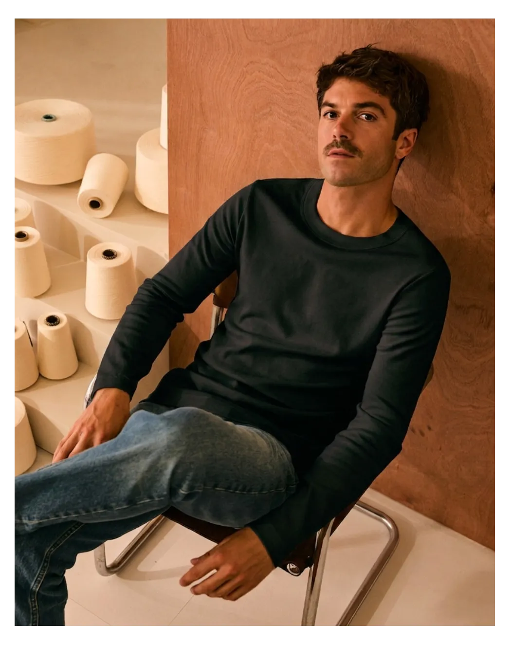 T-shirt manche longue Homme Noir coton bio