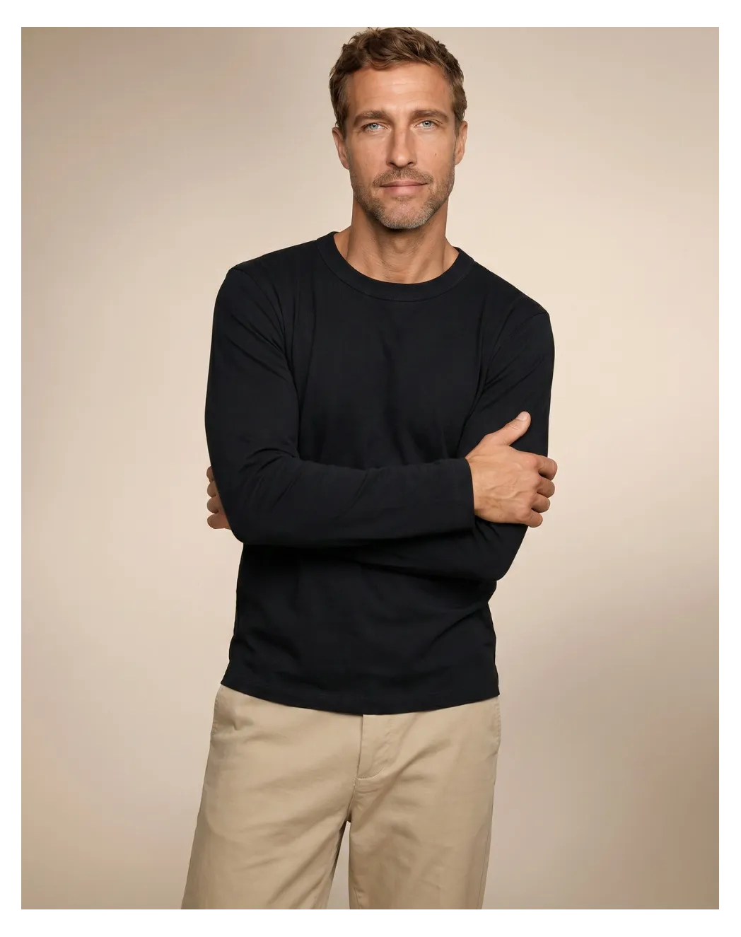 T-shirt manche longue Homme Noir coton bio