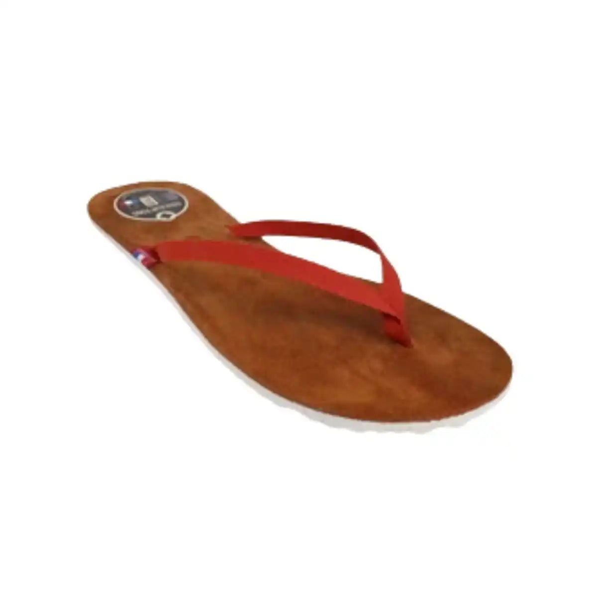 Tong en cuir poids plume rouge safran