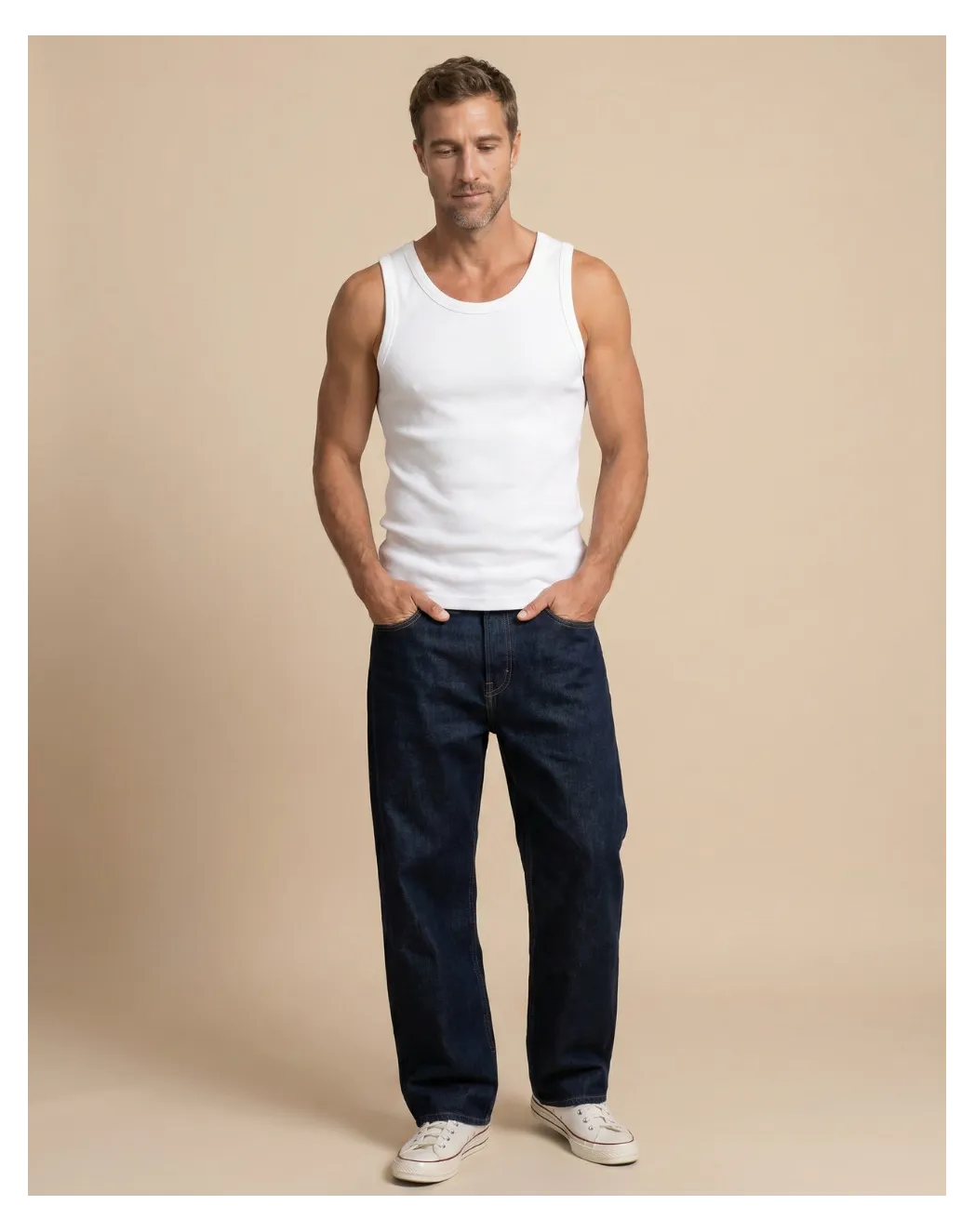 Débardeur Blanc homme côte 2x2