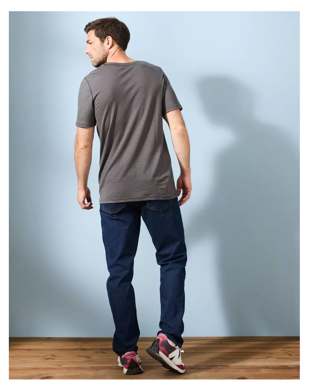 T-shirt laine mérinos Homme Gris