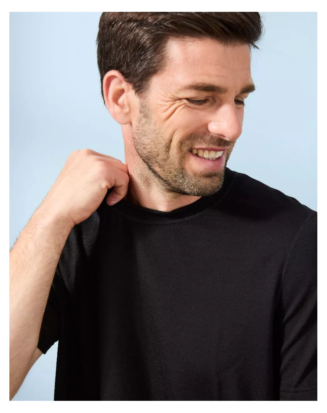 T-shirt laine mérinos Homme Noir