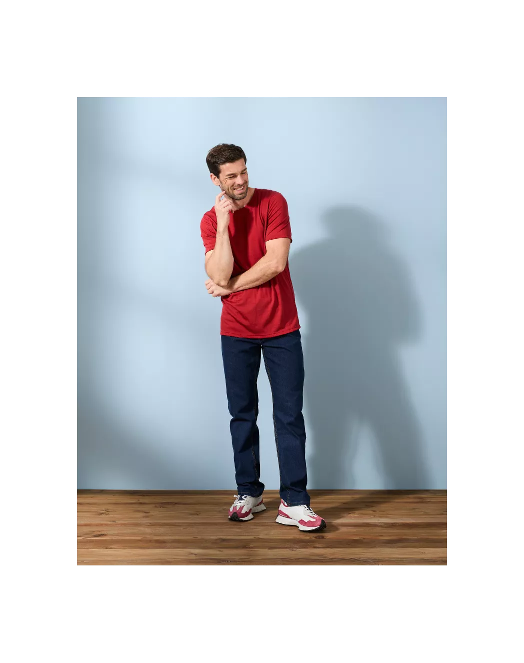 T-shirt laine merinos Homme rouge