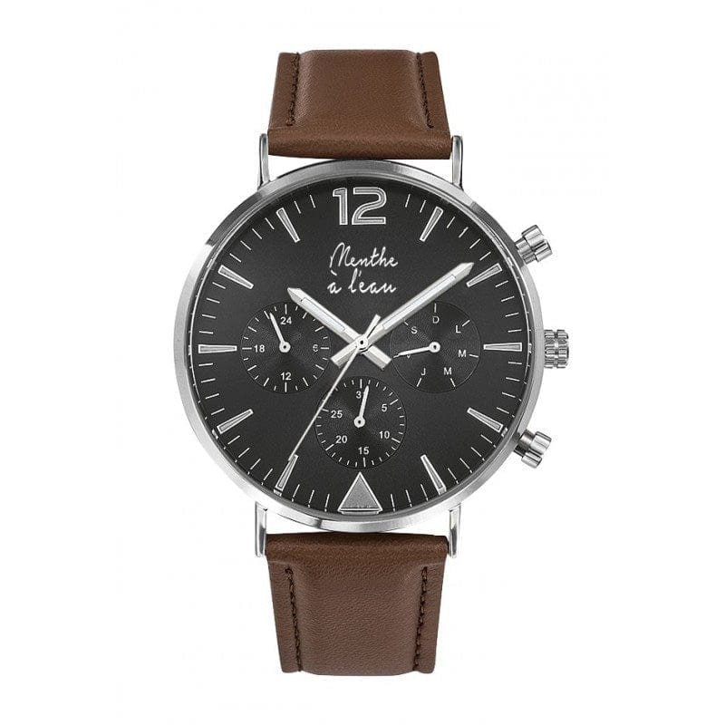 Montre homme en cuir marron