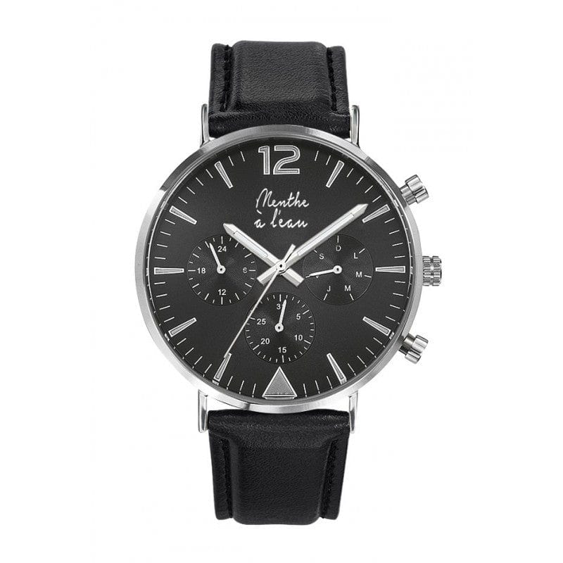 Montre pour homme cuir noir