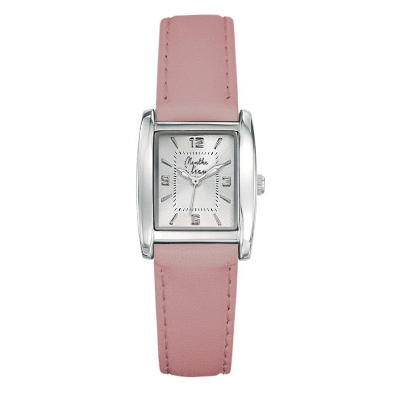 Montre La Rectangle cuir rose pastel