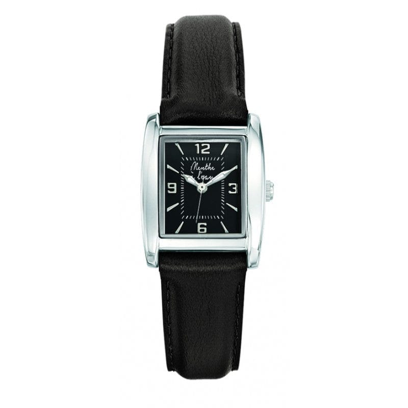 Montre La Rectangle cuir noir