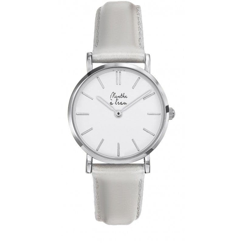 Montre La Véritable cuir argenté cadran blanc chromé