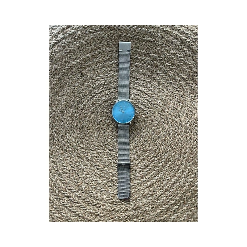 Montre L'imprévu maille bleu turquoise
