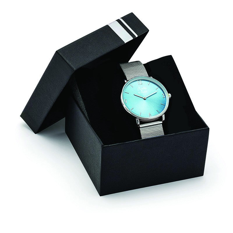 Montre L'imprévu maille bleu turquoise