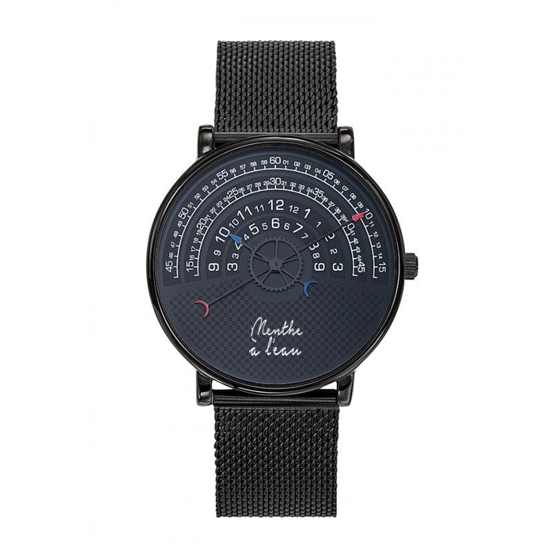 Montre noire homme bracelet maille noir