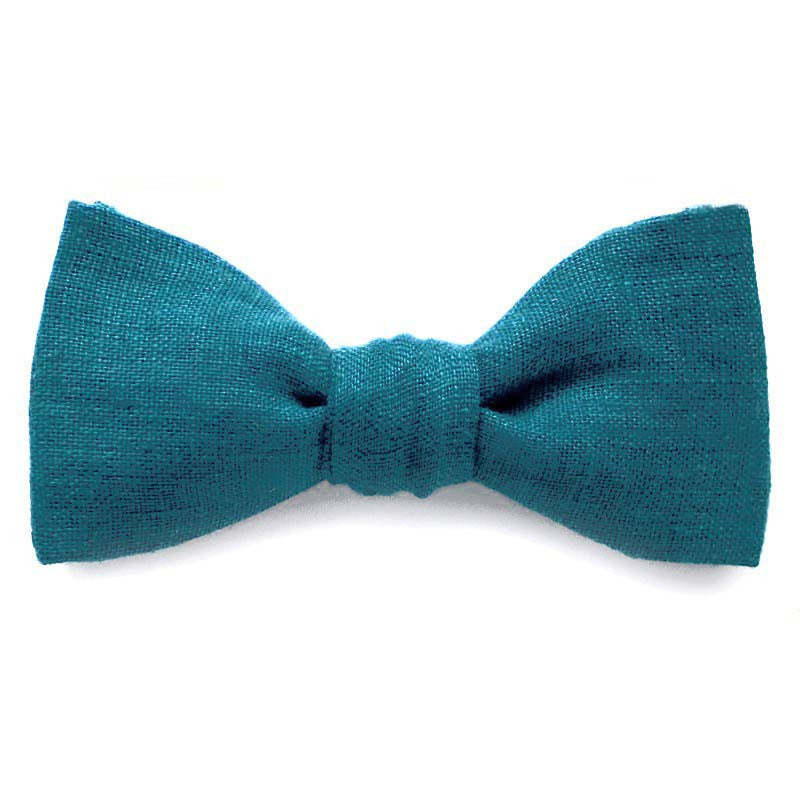 Noeud papillon bleu canard en lin