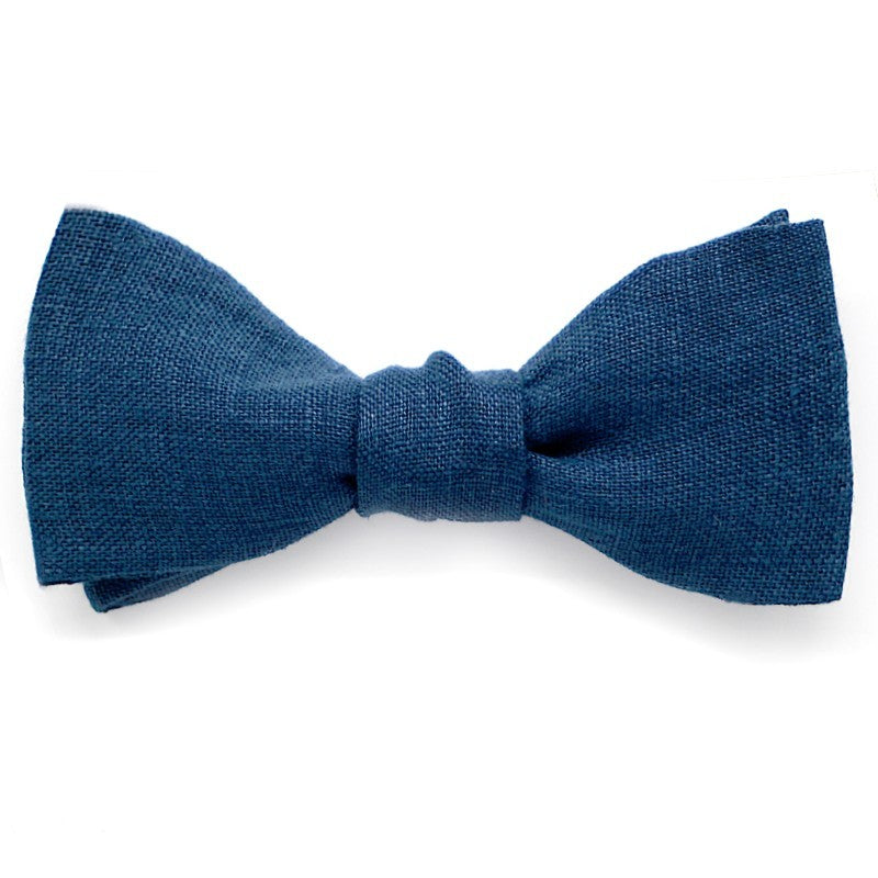 Noeud papillon bleu marine uni en lin